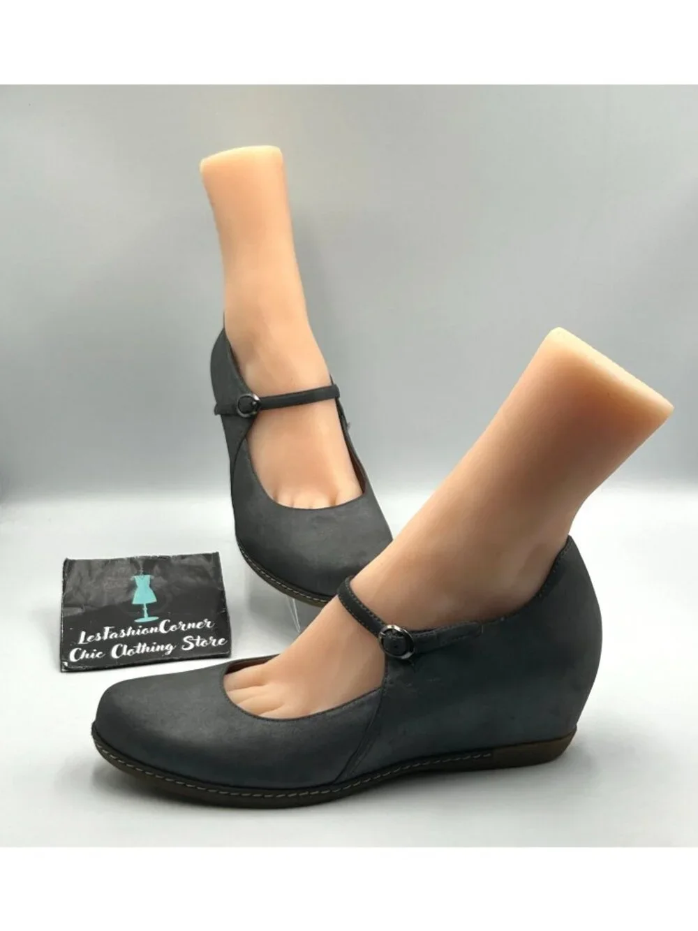 Dansko Women's Metallic Gray Leather Loralie Mary Jane Wedge Shoes Sz 10.5 3520